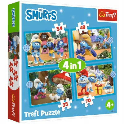 Puzzle 4w1 Smerfy Wioska Smerfów 3+ Trefl 34656