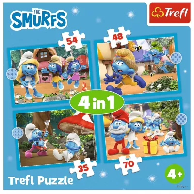 Puzzle 4w1 Smerfy Wioska Smerfów 3+ Trefl 34656