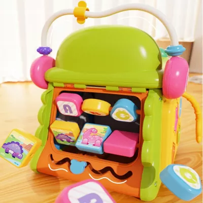 Kostka edukacyjna sorter pianinko sensoryczna labirynt zegar krokodyl MS007 Kostka edukacyjna sorter pianinko sensoryczna labirynt zegar krokodyl MS007