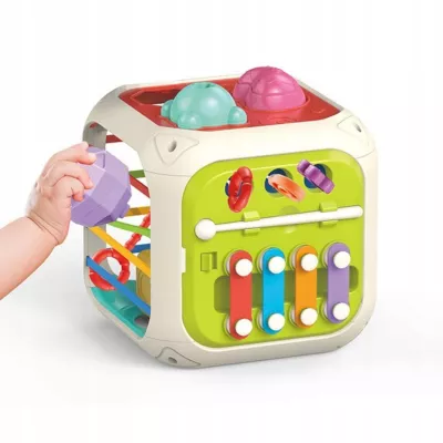 Edukacyjna kostka sensoryczna sorter kształtów klocki cymbałki 18m+ 688-62 Edukacyjna kostka sensoryczna sorter kształtów klocki cymbałki 18m+ 688-62