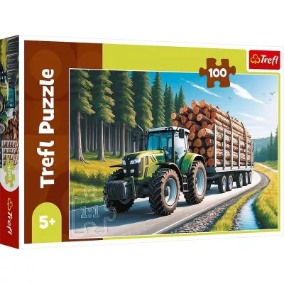 Puzzle Trefl 100 elementów Ciągnik leśny 16493 Puzzle Trefl 100 elementów Ciągnik leśny 16493