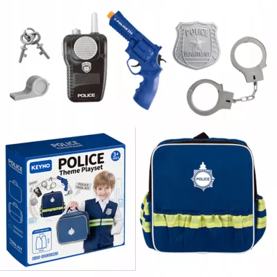 Plecak policjanta krótkofalówka odznaka policyjna pistolet KN633 Plecak policjanta krótkofalówka odznaka policyjna pistolet KN633