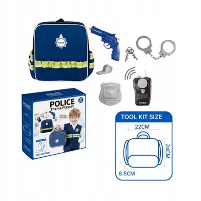 Plecak policjanta krótkofalówka odznaka policyjna pistolet KN633 Plecak policjanta krótkofalówka odznaka policyjna pistolet KN633