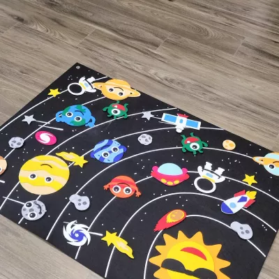 Edukacyjna Mata Filcowa Montessori Układ Słoneczny Kosmos Tablica na Rzepy Edukacyjna Mata Filcowa Montessori Układ Słoneczny Kosmos Tablica na Rzepy