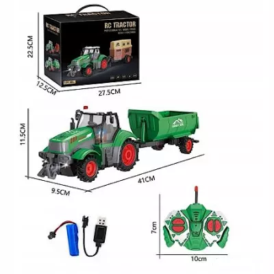 TRAKTOR Z PRZYCZEPĄ ZdalnieSTEROWANY AkumulatorŁADOWARKA zwierzęta QH205-2D TRAKTOR Z PRZYCZEPĄ ZdalnieSTEROWANY AkumulatorŁADOWARKA zwierzęta QH205-2D