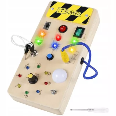 Tablica manipulacyjna drewniana montessori przełączniki światła SY-100111 Tablica manipulacyjna drewniana montessori przełączniki światła SY-100111