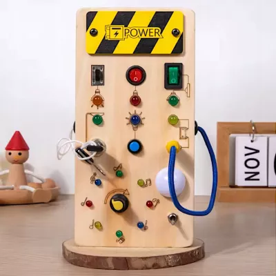 Tablica manipulacyjna drewniana montessori przełączniki światła SY-100111 Tablica manipulacyjna drewniana montessori przełączniki światła SY-100111