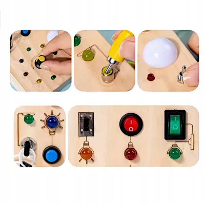 Tablica manipulacyjna drewniana montessori przełączniki światła SY-100111 Tablica manipulacyjna drewniana montessori przełączniki światła SY-100111