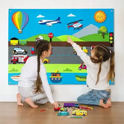 MATA EDUKACYJNA Tablica FILCOWA na rzepy dla dzieci Miasto pojazdy MATA EDUKACYJNA Tablica FILCOWA na rzepy dla dzieci Miasto pojazdy