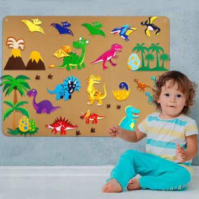 MATA EDUKACYJNA Tablica FILCOWA na rzepy dla dzieci dinozaury Montessori MATA EDUKACYJNA Tablica FILCOWA na rzepy dla dzieci dinozaury Montessori