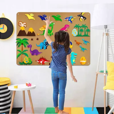 MATA EDUKACYJNA Tablica FILCOWA na rzepy dla dzieci dinozaury Montessori MATA EDUKACYJNA Tablica FILCOWA na rzepy dla dzieci dinozaury Montessori