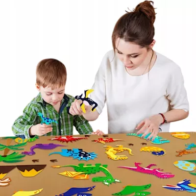 MATA EDUKACYJNA Tablica FILCOWA na rzepy dla dzieci dinozaury Montessori MATA EDUKACYJNA Tablica FILCOWA na rzepy dla dzieci dinozaury Montessori