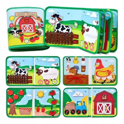 Sensoryczna książeczka dla dzieci farma zwierzątka na rzepy Montessori Sensoryczna książeczka dla dzieci farma zwierzątka na rzepy Montessori