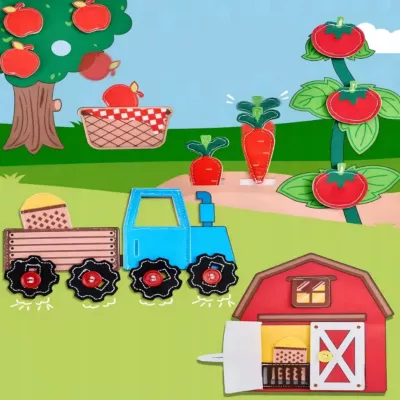 Sensoryczna książeczka dla dzieci farma zwierzątka na rzepy Montessori Sensoryczna książeczka dla dzieci farma zwierzątka na rzepy Montessori