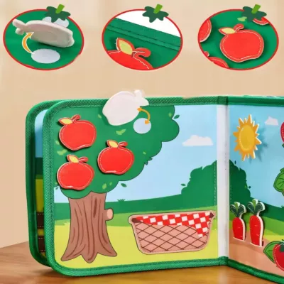 Sensoryczna książeczka dla dzieci farma zwierzątka na rzepy Montessori Sensoryczna książeczka dla dzieci farma zwierzątka na rzepy Montessori
