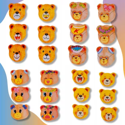 Drewniana układanka misie skrzynka klocki 74 el puzzle