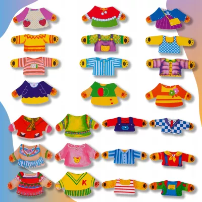 Drewniana układanka misie skrzynka klocki 74 el puzzle