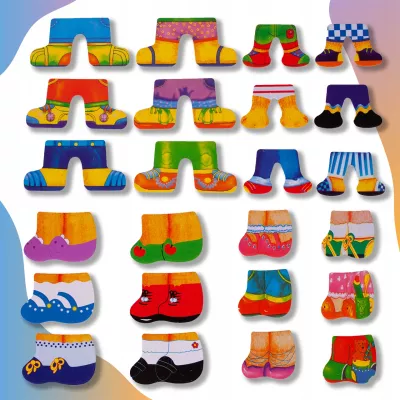 Drewniana układanka misie skrzynka klocki 74 el puzzle