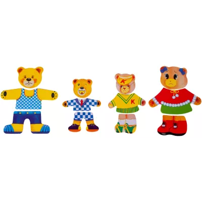 Drewniana układanka misie skrzynka klocki 74 el puzzle