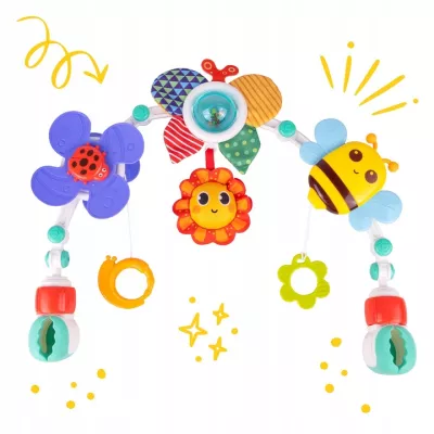 Pałąk z zabawkami do łóżeczka i wózka zwierzątka grzechotki dla niemowląt