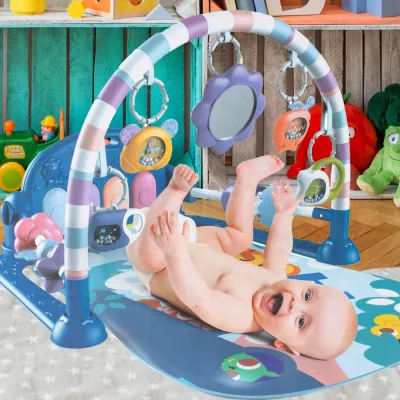 Mata edukacyjna z pianinkiem grzechotki gryzaki interaktywna dla niemowląt