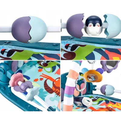 Mata edukacyjna z pianinkiem grzechotki gryzaki interaktywna dla niemowląt