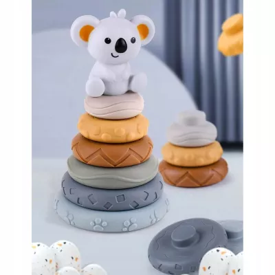 Klocki sensoryczne gumowe miękkie Montessori wieża piramida 13 el