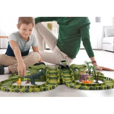 Tor samochodowy dla dzieci Dino Park wyścigowy zestaw 230 el dinozaury
