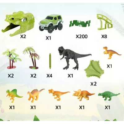 Tor samochodowy dla dzieci Dino Park wyścigowy zestaw 230 el dinozaury