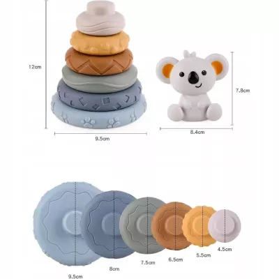 Klocki sensoryczne gumowe miękkie Montessori wieża piramida 13 el