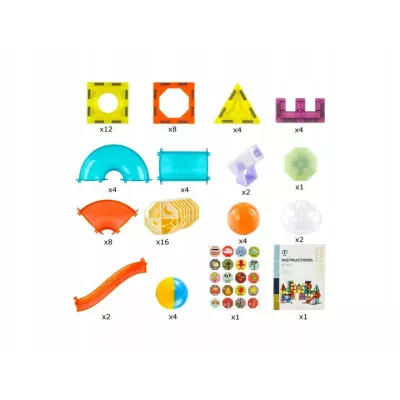 Klocki magnetyczne świecące tor kulkowy edukacyjny zestaw 75 elementów