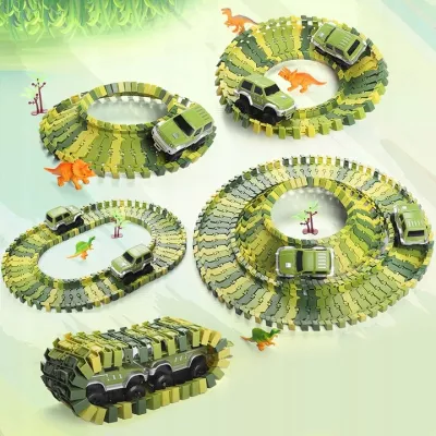 Tor samochodowy dla dzieci Dino Park wyścigowy zestaw 230 el dinozaury