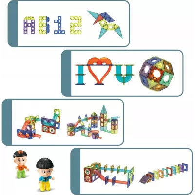 Klocki magnetyczne świecące tor kulkowy edukacyjny zestaw 75 elementów