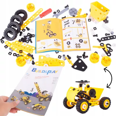 Klocki konstrukcyjne 8w1 pojazdy edukacyjne zestaw walizka 100 el