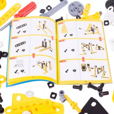 Klocki konstrukcyjne 8w1 pojazdy edukacyjne zestaw walizka 100 el