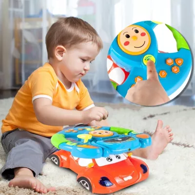 Interaktywna kierownica edukacyjna dla dzieci auto światło projektor