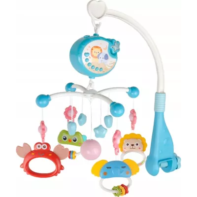 Karuzelka do łóżeczka z pozytywką projektorem pilot timer 360° obrotowa