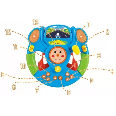 Interaktywna kierownica edukacyjna dla dzieci auto światło projektor