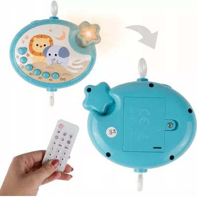 Karuzelka do łóżeczka z pozytywką projektorem pilot timer 360° obrotowa