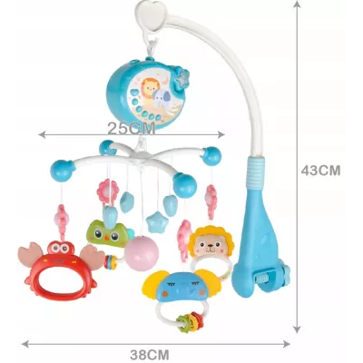 Karuzelka do łóżeczka z pozytywką projektorem pilot timer 360° obrotowa