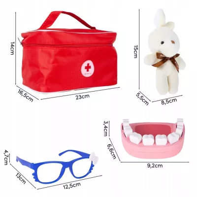 Drewniany zestaw lekarza i dentysty w walizce 2 króliczki dla dzieci duży