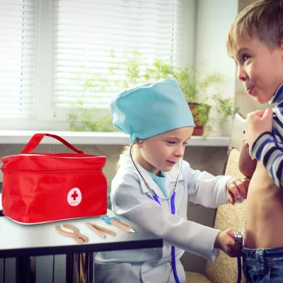 Drewniany zestaw lekarza i dentysty w walizce 2 króliczki dla dzieci duży