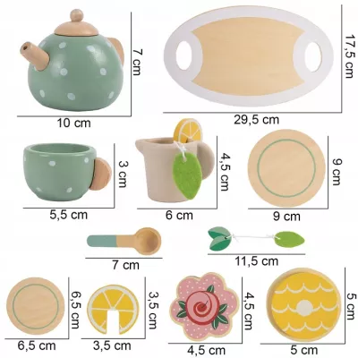 Drewniany zestaw do herbatki dla dzieci solidny serwis do zabawy filiżanki