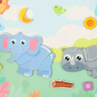 Układanka magnetyczna Montessori zwierzęta puzzle edukacyjne 47 magnesów