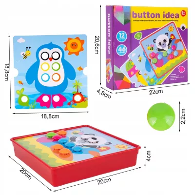 Układanka guzikowa Montessori mozaika edukacyjna trening małej rączki Miś