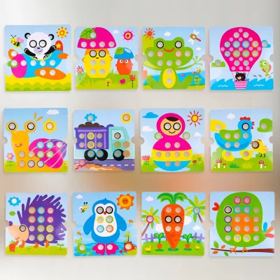 Układanka guzikowa Montessori mozaika edukacyjna trening małej rączki Miś