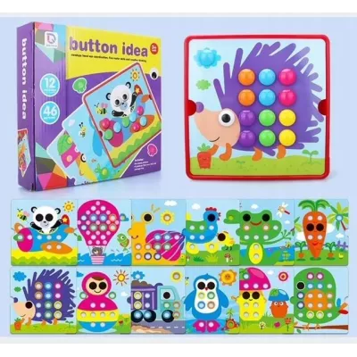 Układanka guzikowa Montessori mozaika edukacyjna trening małej rączki Miś