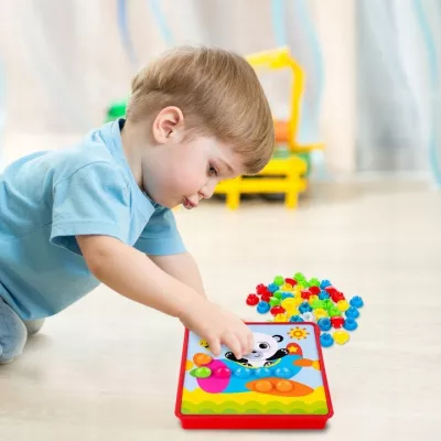 Układanka guzikowa Montessori mozaika edukacyjna trening małej rączki Miś