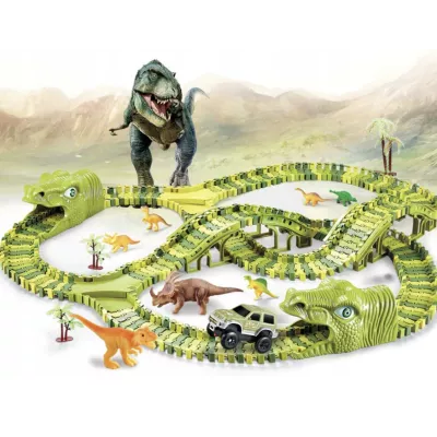 Tor samochodowy dla dzieci Dino Park wyścigowy zestaw 240 el dinozaury