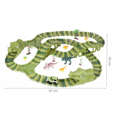 Tor samochodowy dla dzieci Dino Park wyścigowy zestaw 240 el dinozaury